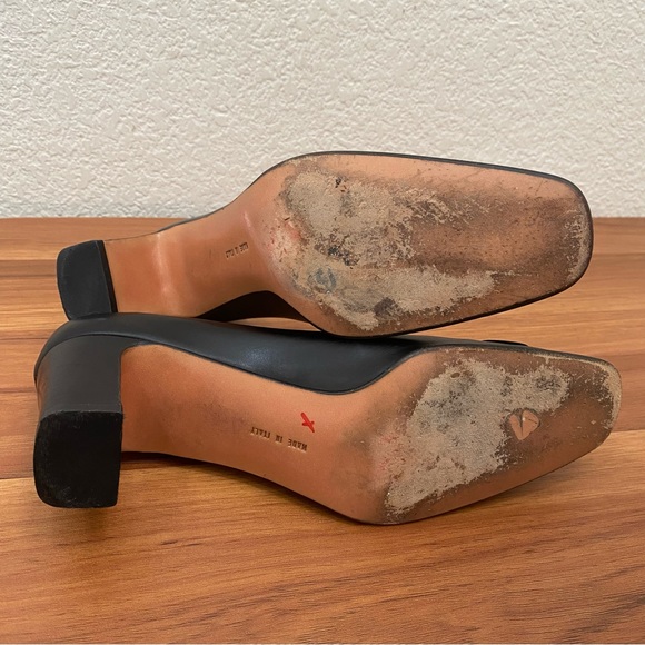 Vintage SALVATORE FERRAGAMO DE38650 Black Leather Logo Pumps Heels Size 6 AAAA - Picture 13 of 15